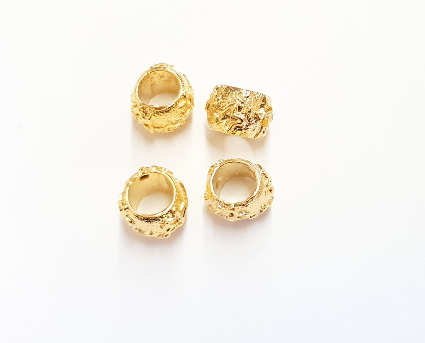 5 Shiny Gold Tube Beads Shiny Gold Plated Beads  (12x8 mm)  G19716