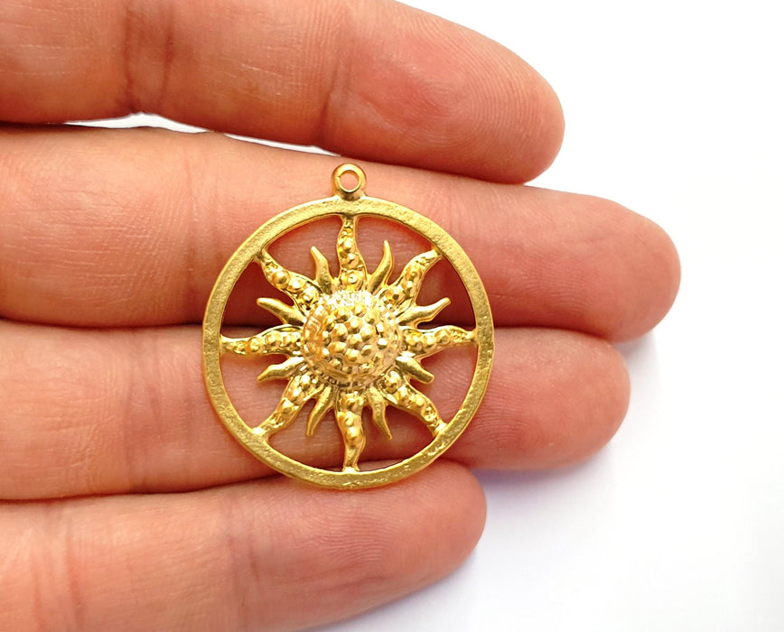 2 Sun Charms Gold Plated Charms  (34x31mm)  G19717