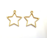 2 Star Bezel Charms Gold Plated Charms (33x31mm) G19719
