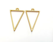 2 Triangle Bezel Charms Gold Plated Charms (38x24mm) G19720