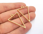 2 Triangle Bezel Charms Gold Plated Charms (38x24mm) G19720