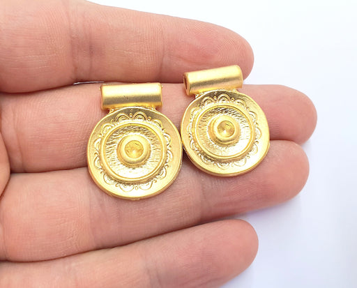 2 Gold Charms Gold Plated Charms (27x22mm)  G19722