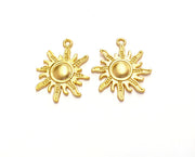 4 Sun Charms Gold Plated Charms  (27x24mm)  G19724
