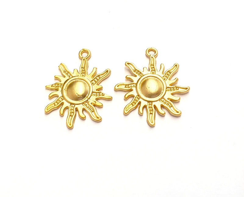 4 Sun Charms Gold Plated Charms  (27x24mm)  G19724