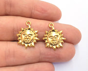 4 Sun Charms Gold Plated Charms (22x18mm)  G19728