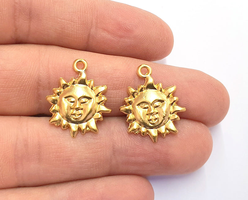 4 Sun Charms Gold Plated Charms (22x18mm)  G19728