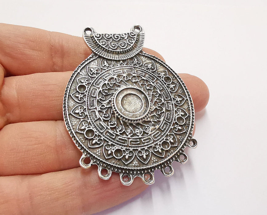 Silver Pendant Connector Antique Silver Plated Pendant (67x51mm)  G23465