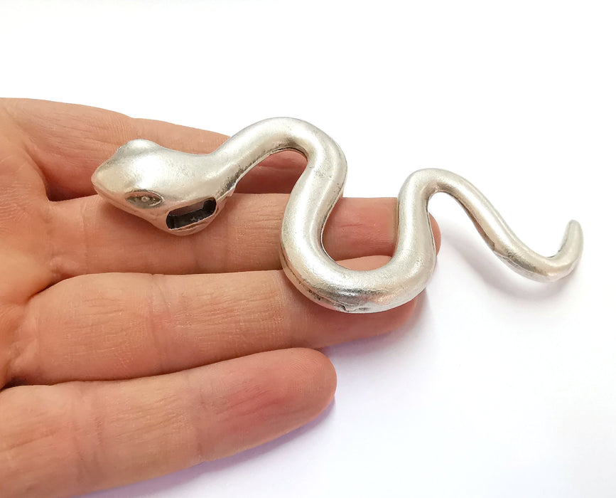 Snake Silver Pendant Antique Silver Plated Pendant (112x52mm)  G20118