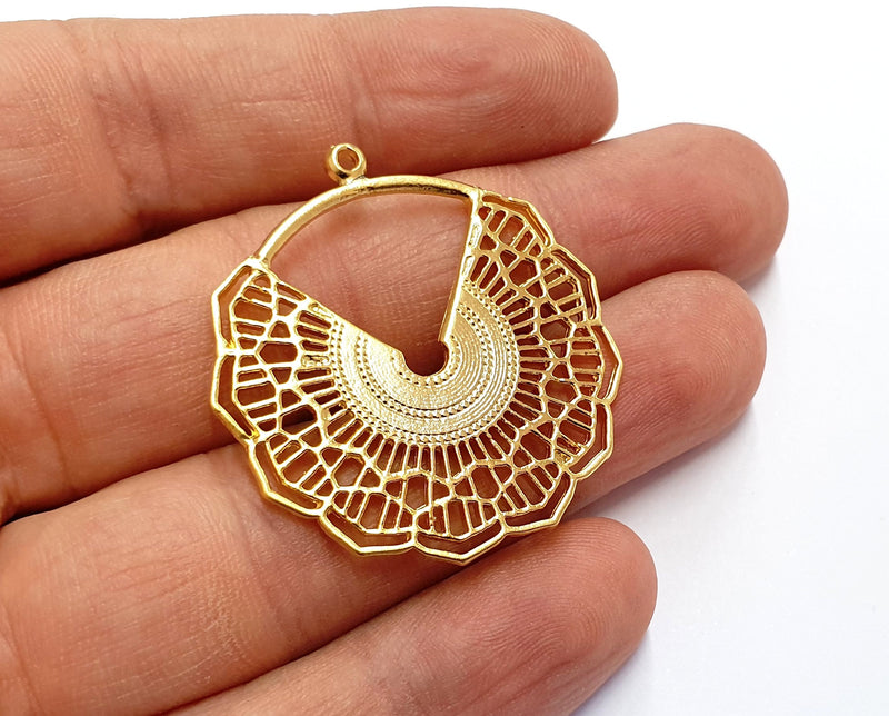 2 Filigree  Charms Gold Plated Charms  (39x37mm)  G19732