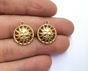 4 Sun Charms Gold Plated Charms (19x16mm)  G19733
