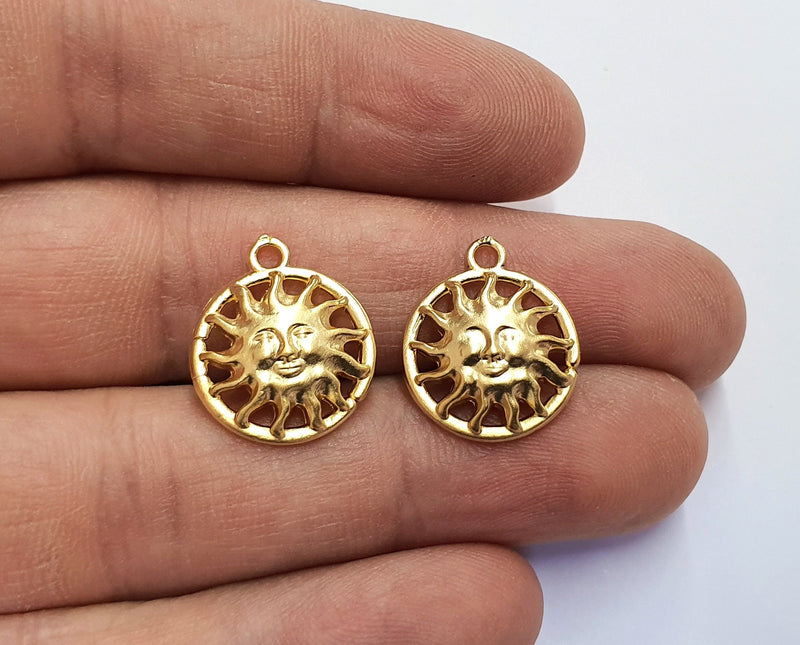 4 Sun Charms Gold Plated Charms (19x16mm)  G19733