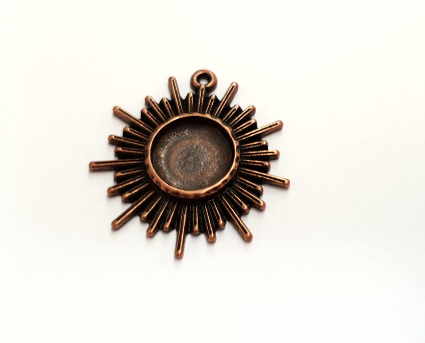 Sun Charms Blank Bezel Resin Bezel Mosaic Mountings Antique Copper Plated Charms (43x40mm)( 16 mm Bezel Inner Size)  G19736