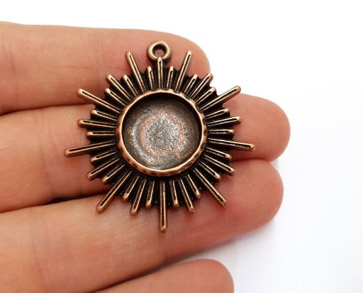 Sun Charms Blank Bezel Resin Bezel Mosaic Mountings Antique Copper Plated Charms (43x40mm)( 16 mm Bezel Inner Size)  G19736