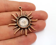 Sun Charms Blank Bezel Resin Bezel Mosaic Mountings Antique Copper Plated Charms (47x40mm)( 16 mm Bezel Inner Size)  G19737