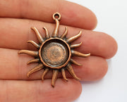 Sun Charms Blank Bezel Resin Bezel Mosaic Mountings Antique Copper Plated Charms (47x40mm)( 16 mm Bezel Inner Size)  G19737