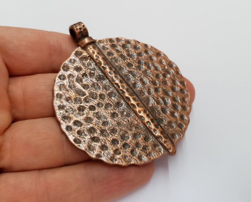 Hammered Copper Pendant Antique Copper Plated Pendant (74x60mm)  G19738