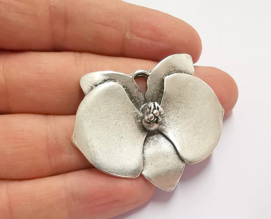 Flower Charms Antique Silver Plated Charms (41x50mm)  G20128