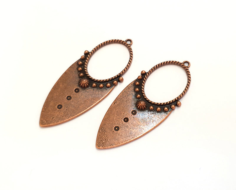 2 Copper Charms Antique Copper Plated Charms (51x21mm)  G19740