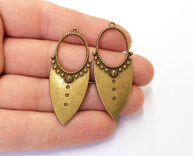 2 Antique Bronze Charms Antique Bronze Plated Charms (51x21mm)  G19742