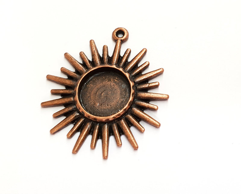 Sun Charms Blank Bezel Resin Bezel Mosaic Mountings Antique Copper Plated Charms (46x41mm)( 16 mm Bezel Inner Size)  G19745