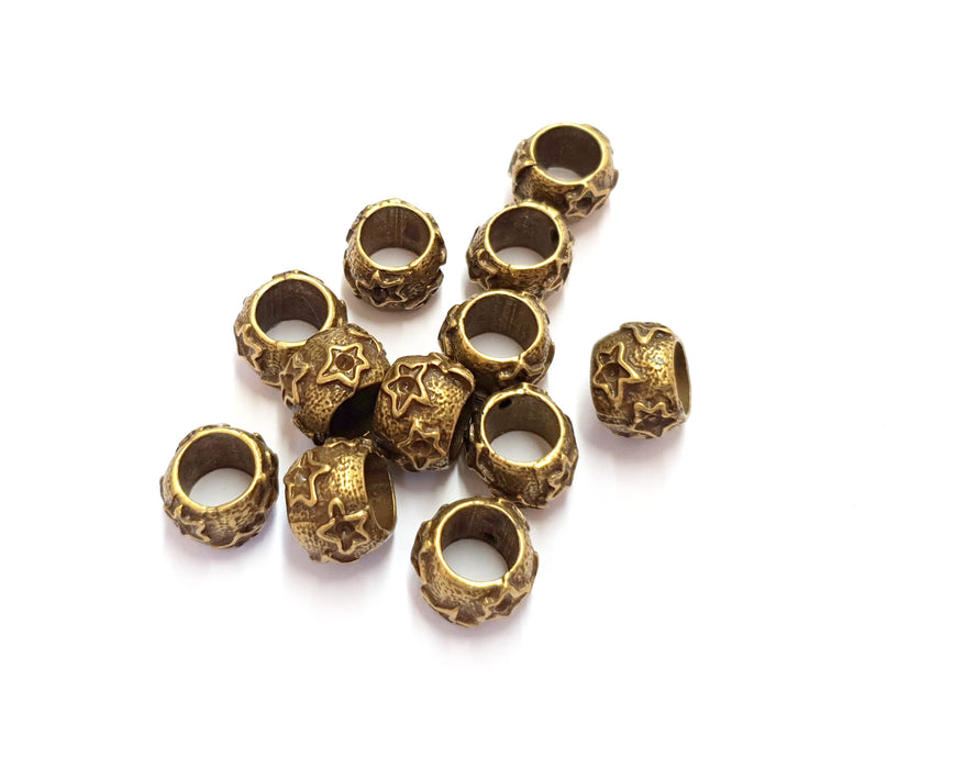 5 Star Tube Beads Antique Bronze Plated Beads  (12x8 mm)  G19748