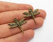 4 Dragonfly Charms Antique Bronze Plated Charms (31x28mm)  G19750