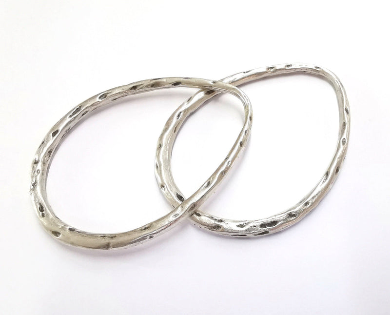 Hammered Drop Findings Antique Silver Plated Findings (68x53mm)  G20145