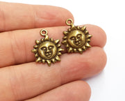 6 Sun Charms Antique Bronze Plated Charms (22x18mm)  G19752