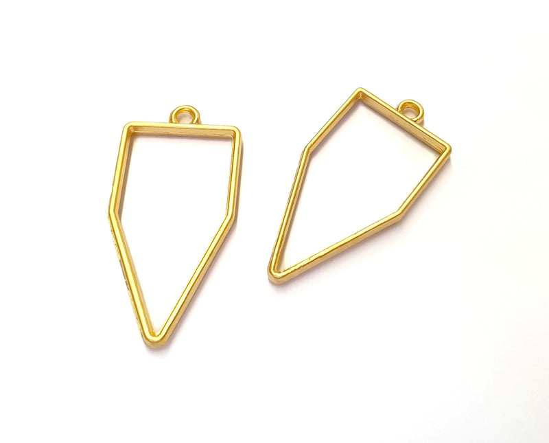 2 Gold Bezel Charms Gold Plated Charms (44x21mm) G19763