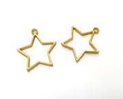 2 Star Bezel Charms Gold Plated Charms (34x32mm) G19756
