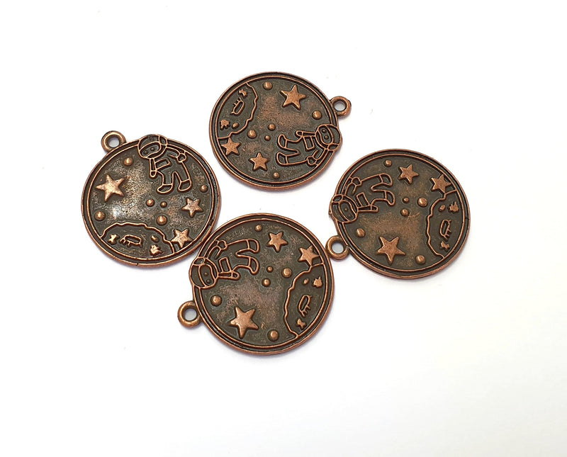 4 Astronaut Charms Antique Copper Plated Charms (28x24mm) G19759