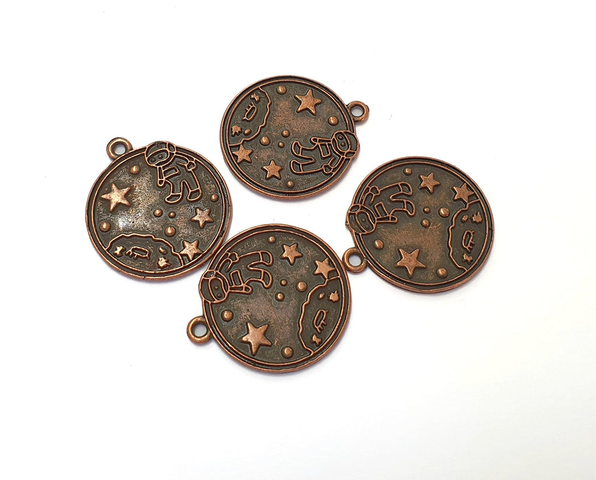 4 Astronaut Charms Antique Copper Plated Charms (28x24mm) G19759