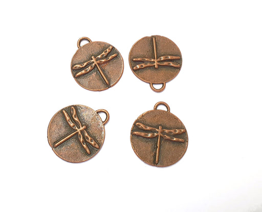 6 Dragonfly Charms Antique Copper Plated Charms (22x20mm)  G19764