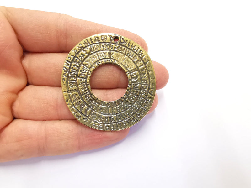 Hieroglyph Pendant Antique Bronze Plated Pendant (52mm)  G20153