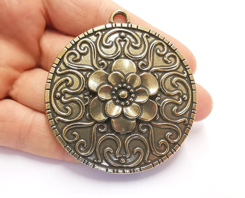 Flower Pendant Antique Bronze Plated Pendant (71x65mm)  G20154