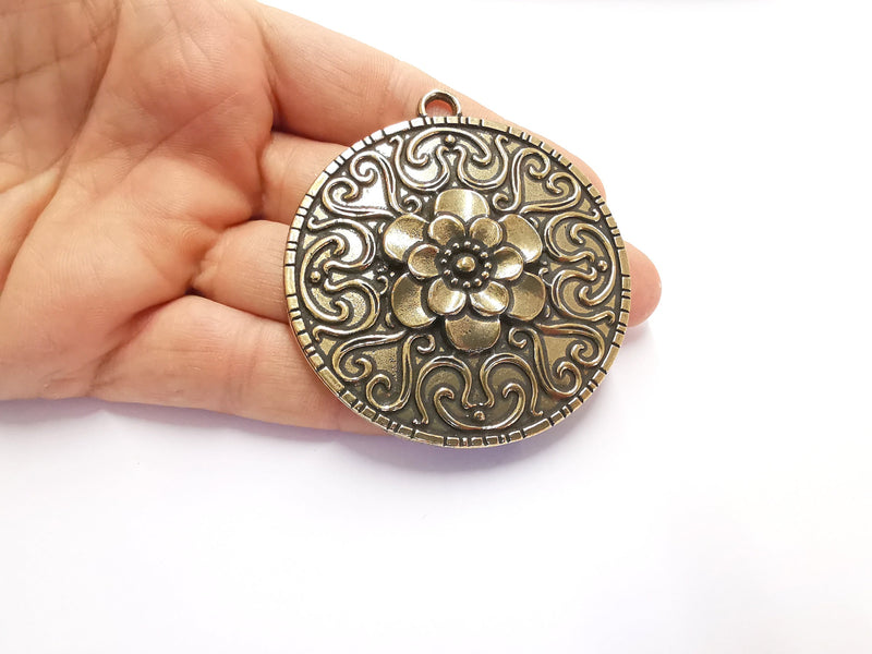 Flower Pendant Antique Bronze Plated Pendant (71x65mm)  G20154