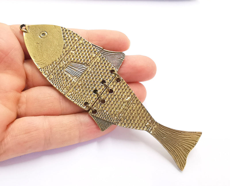Fish Pendant Antique Bronze Plated Pendant (127x44mm)  G20163