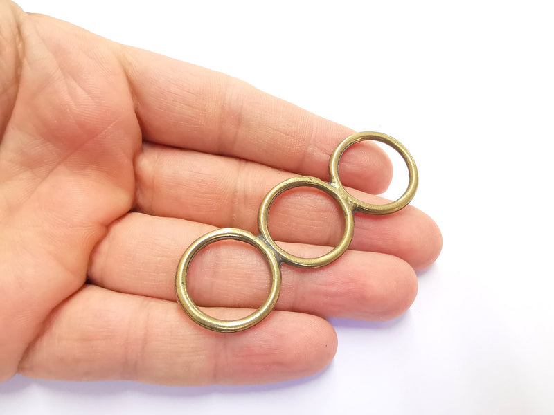 2 Circle Findings Pendant Antique Bronze Plated Pendant (73x24mm)  G20164