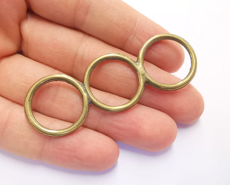 2 Circle Findings Pendant Antique Bronze Plated Pendant (73x24mm)  G20164