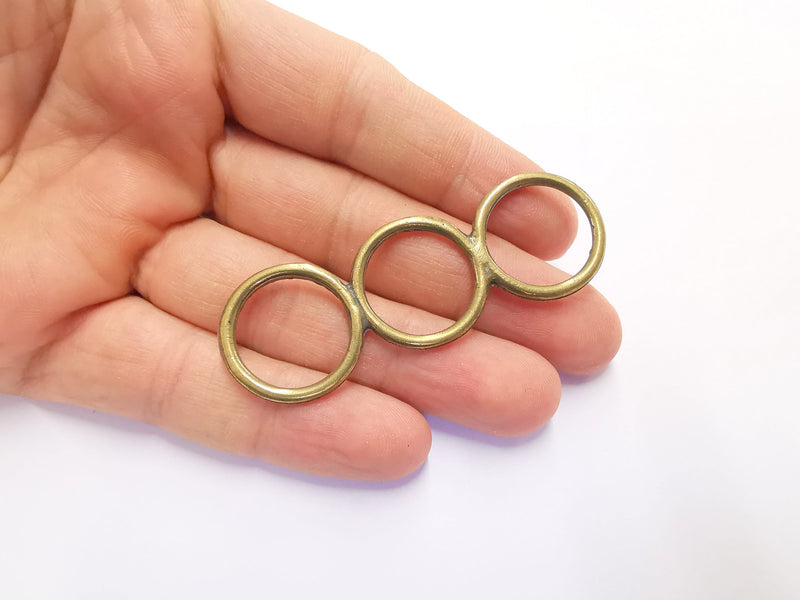 2 Circle Findings Pendant Antique Bronze Plated Pendant (73x24mm)  G20164