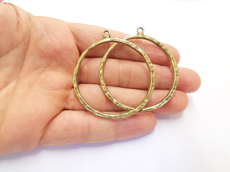2 Circle Findings Charms Antique Bronze Plated Pendant (57x51mm)  G25144