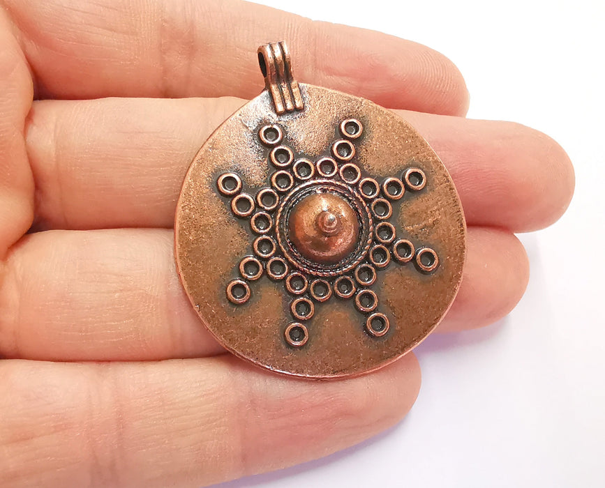 Medallion Pendant Antique Copper Plated Pendant ( 49x41 mm ) G20177