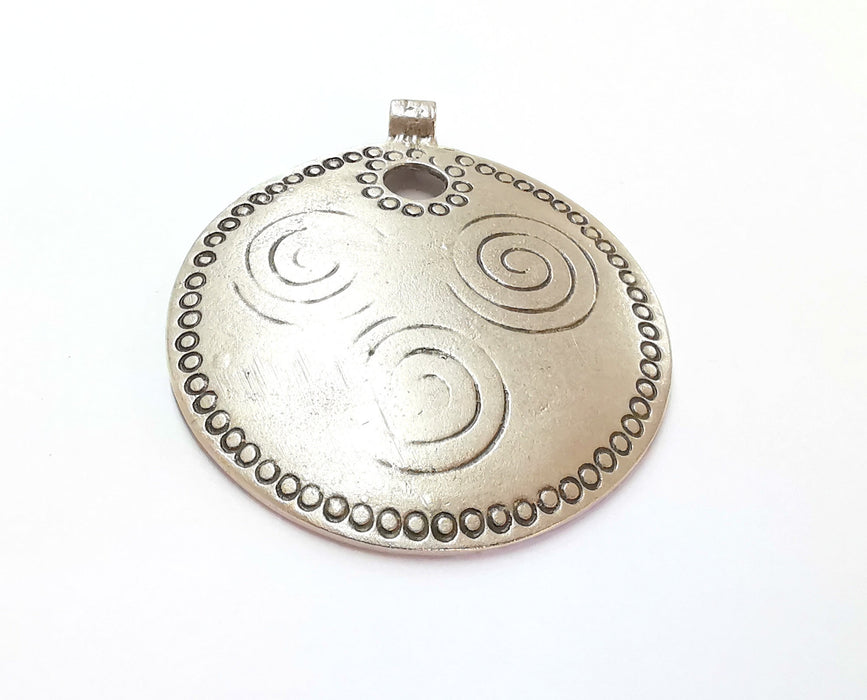 Medallion Pendant Antique Silver Plated Pendant (74x65mm)  G20184