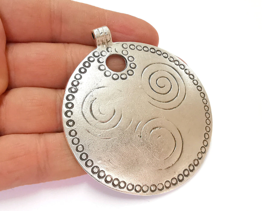 Medallion Pendant Antique Silver Plated Pendant (74x65mm)  G20184