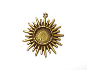 Sun Charms Blank Bezel Resin Bezel Mosaic Mountings Antique Bronze Plated Charms (46x41mm)( 16 mm Bezel Inner Size)  G19769