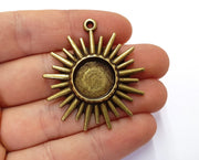 Sun Charms Blank Bezel Resin Bezel Mosaic Mountings Antique Bronze Plated Charms (46x41mm)( 16 mm Bezel Inner Size)  G19769