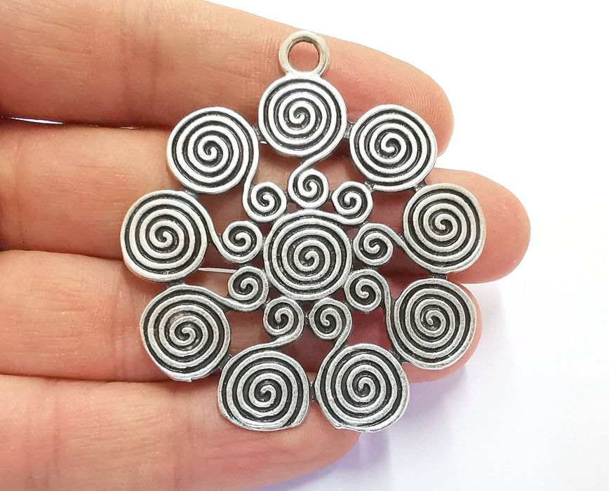 Spiral Charms Antique Silver Plated Charms (59x52mm)  G20188