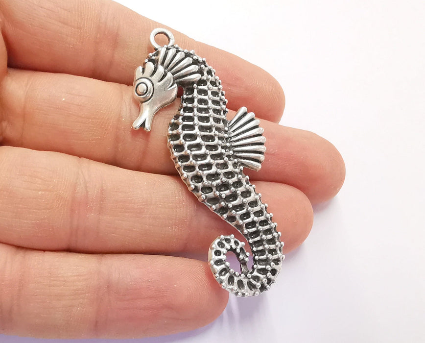 Seahorse Charms Antique Silver Plated Charms (63x28mm)  G20193