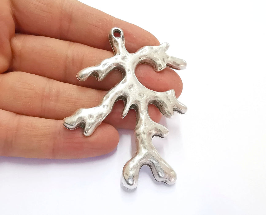 Coral Pendant Antique Silver Plated Pendant (75x54mm)  G20194