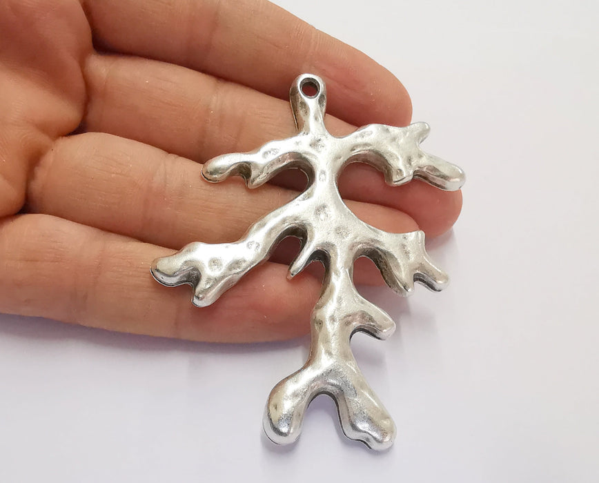 Coral Pendant Antique Silver Plated Pendant (75x54mm)  G20194